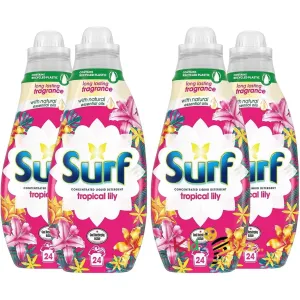 4 Pack of Surf Tropical Lily Concentrated Liquid Detergent 648ml Each Pmp 3.99£