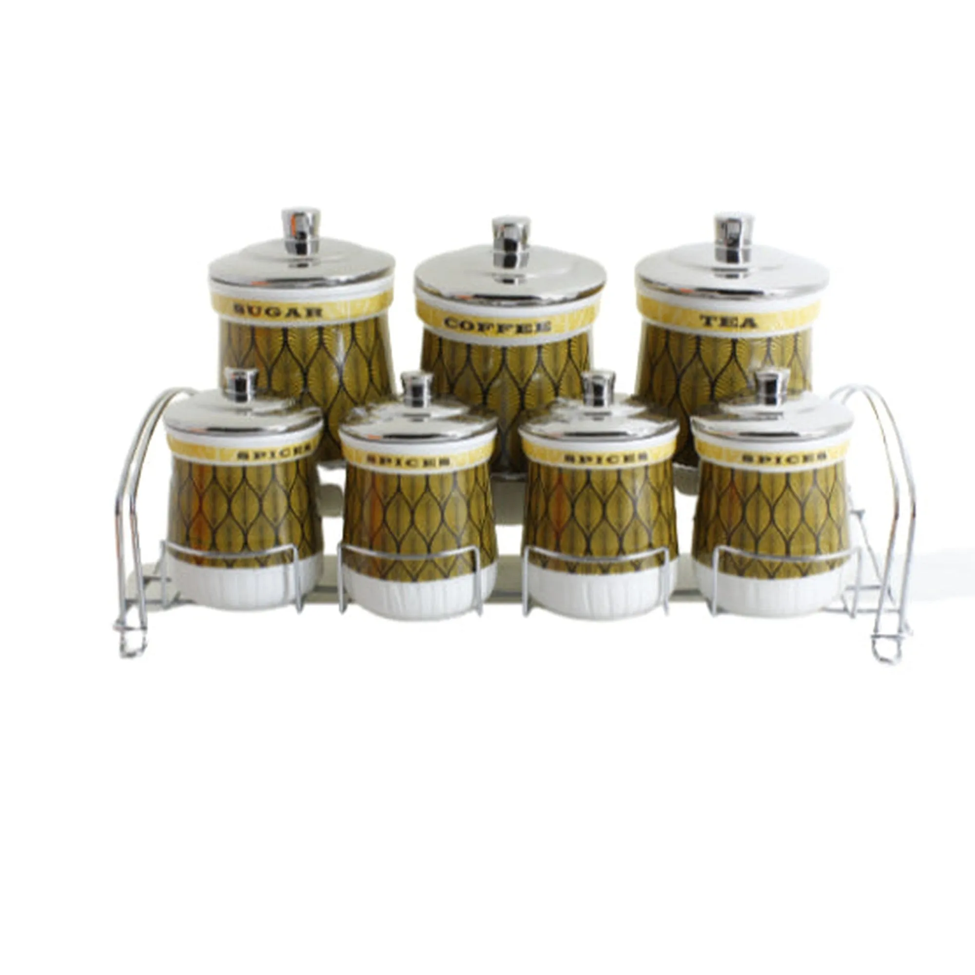 7pc Porcelain Canister Set with Stand