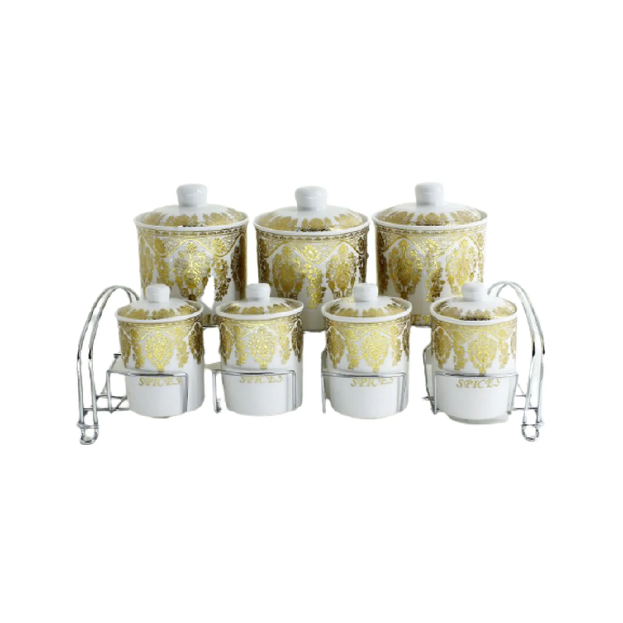 7pc Porcelain Canister Set with Stand