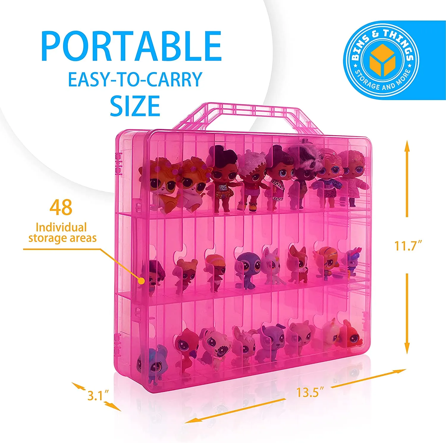 Bins & Things Toys Organizer Storage Case With 48 Compartments Compatible