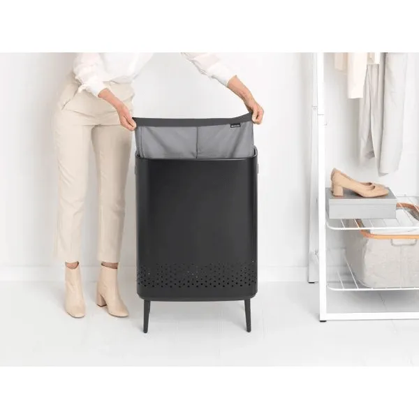 Brabantia 2 x 45L  Bo Laundry Bin Hi - Matt Black | 200564