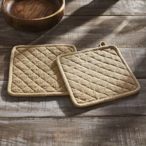 Burlap Natural Pot Holder Set of 2 8x8