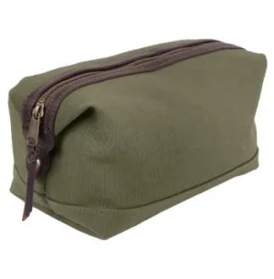 Canvas And Leather Toiletry Travel Kit Bag