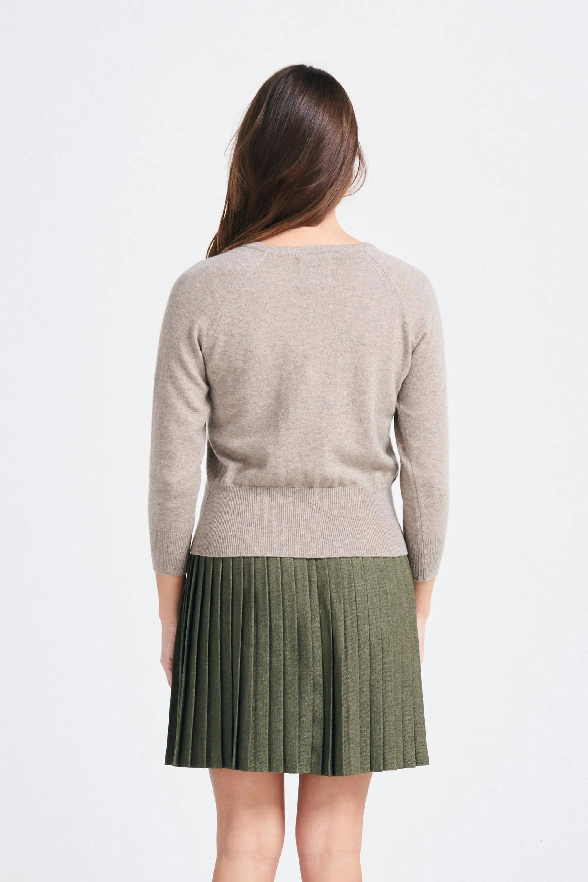 Cashmere Cardigan in Organic Light Brown