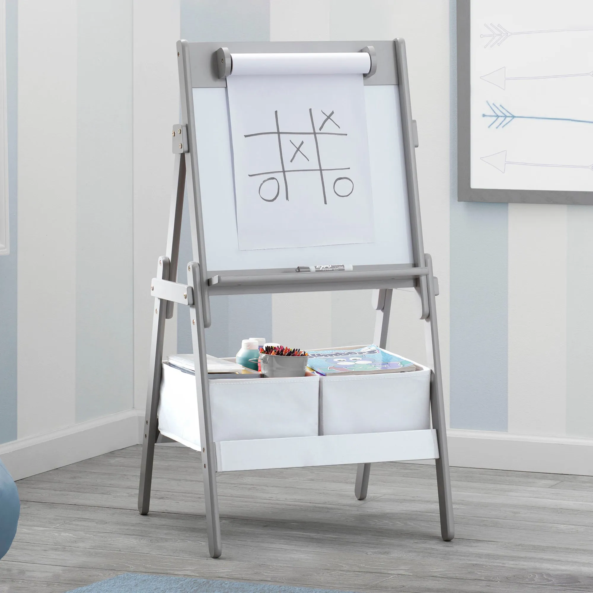 Classic Kids Whiteboard/Dry Erase Easel with Paper Roll and Storage