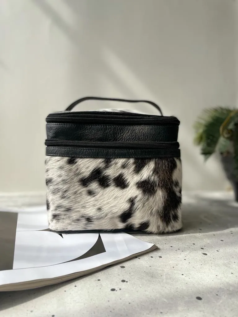 Cowhide Makeup Bag  Travel Toiletry bags Cosmetic Organizer