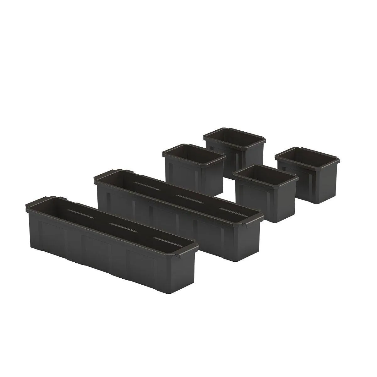 Customizable Bin System, 6 Piece, Black