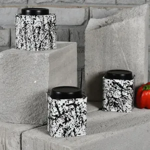 Elan Splatterful Collection, Air-Tight Stainless Steel Square Kitchen Storage Container (Black & White, 500ml each)