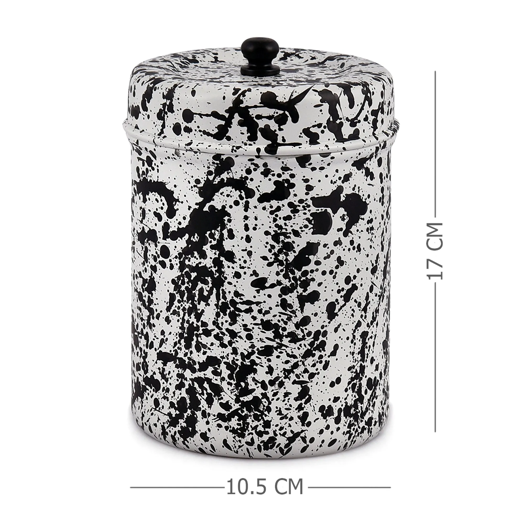 Elan Splatterful Collection, Stainless Steel Round Kitchen Containers (Black & White, 500ml each)