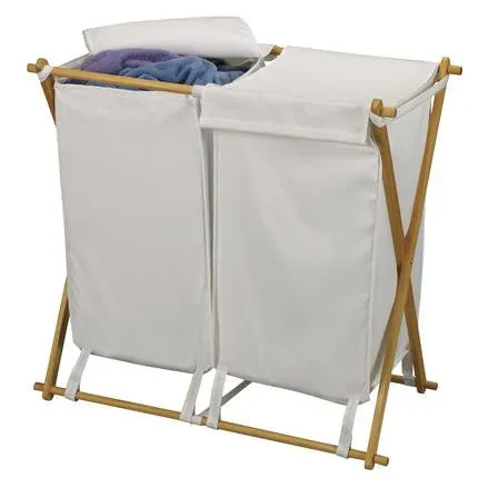 Fir Wood X-Frame Double Hamper