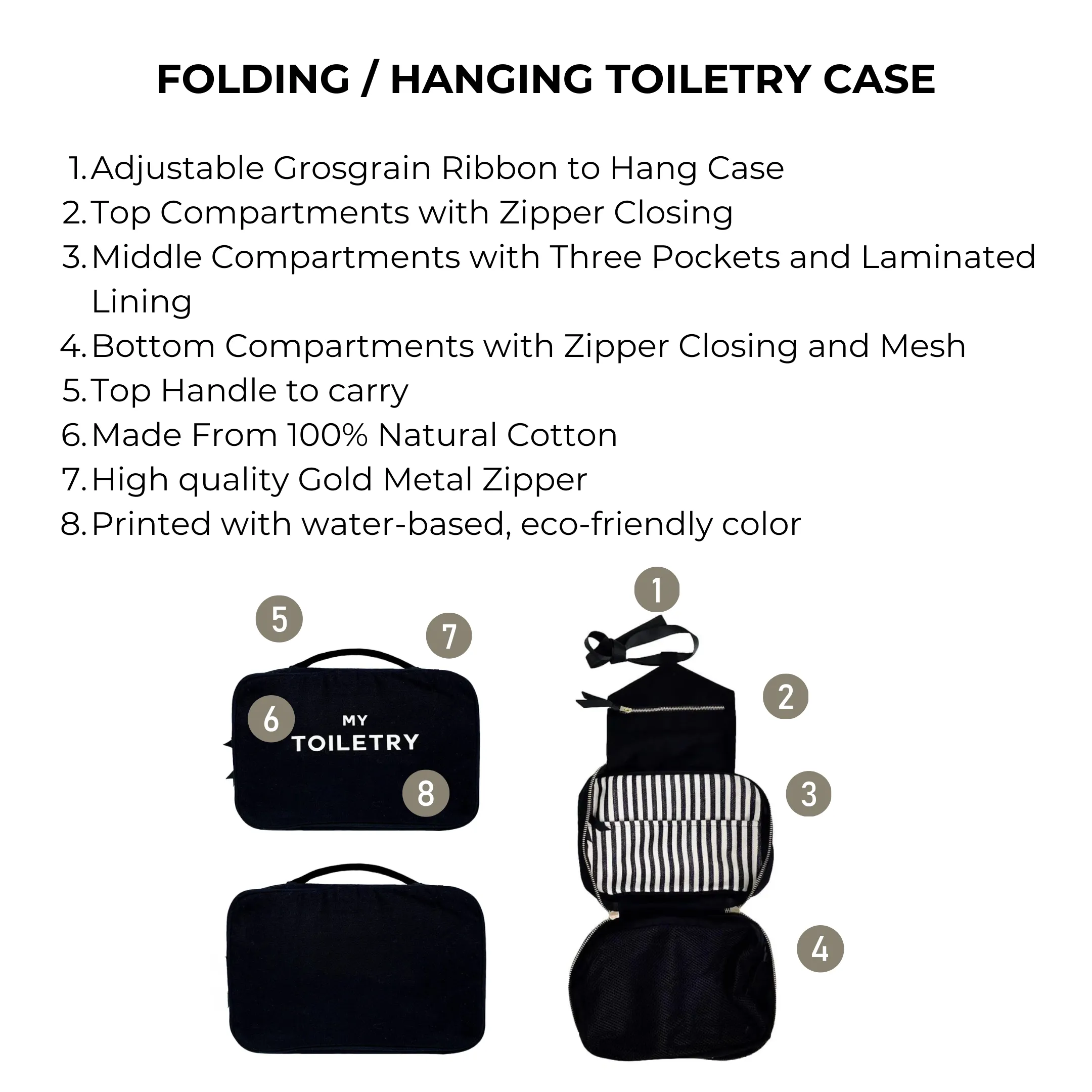 Folding/Hanging Toiletry Case, Black