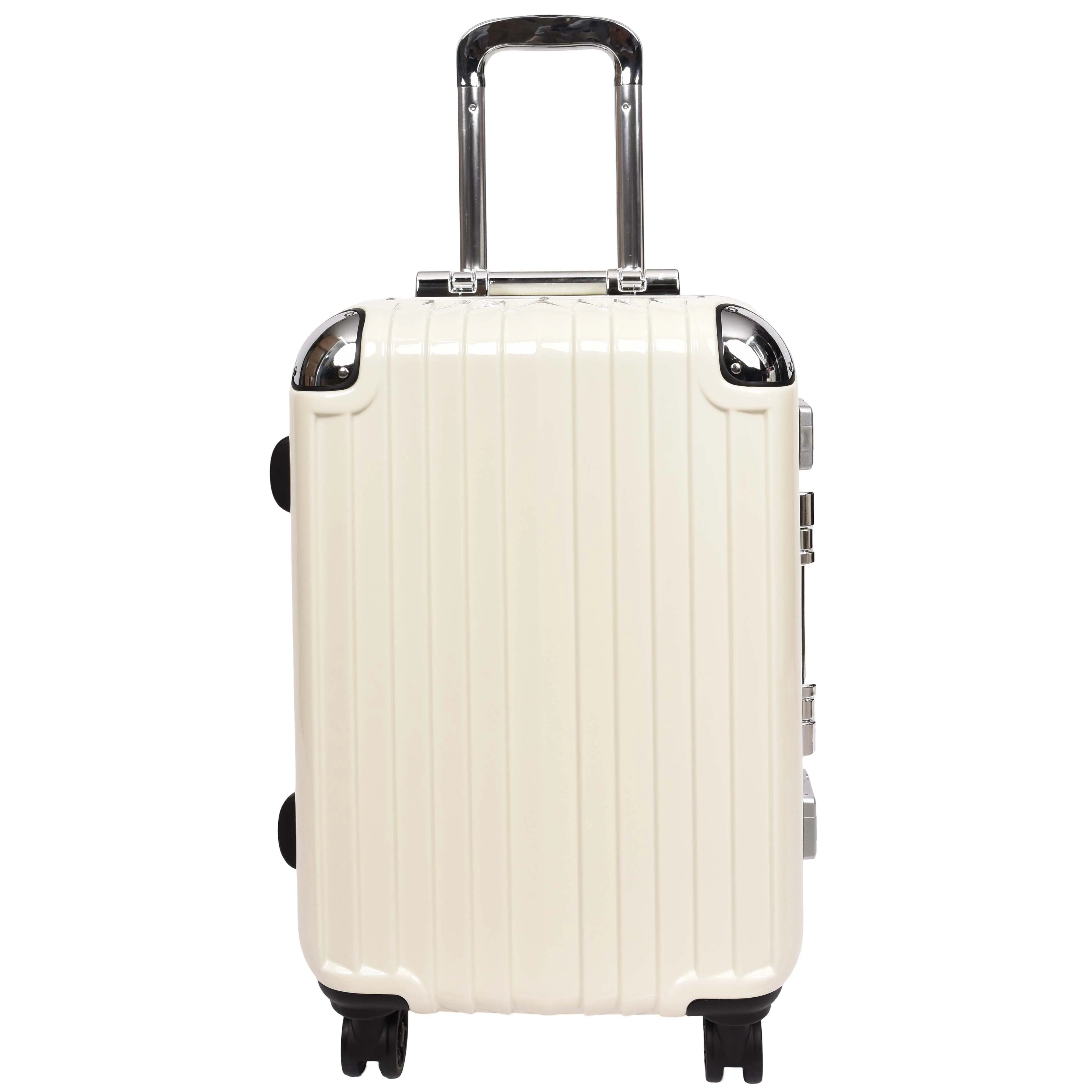 Four Wheel Suitcase Metal Frame Luggage Navigator Off White