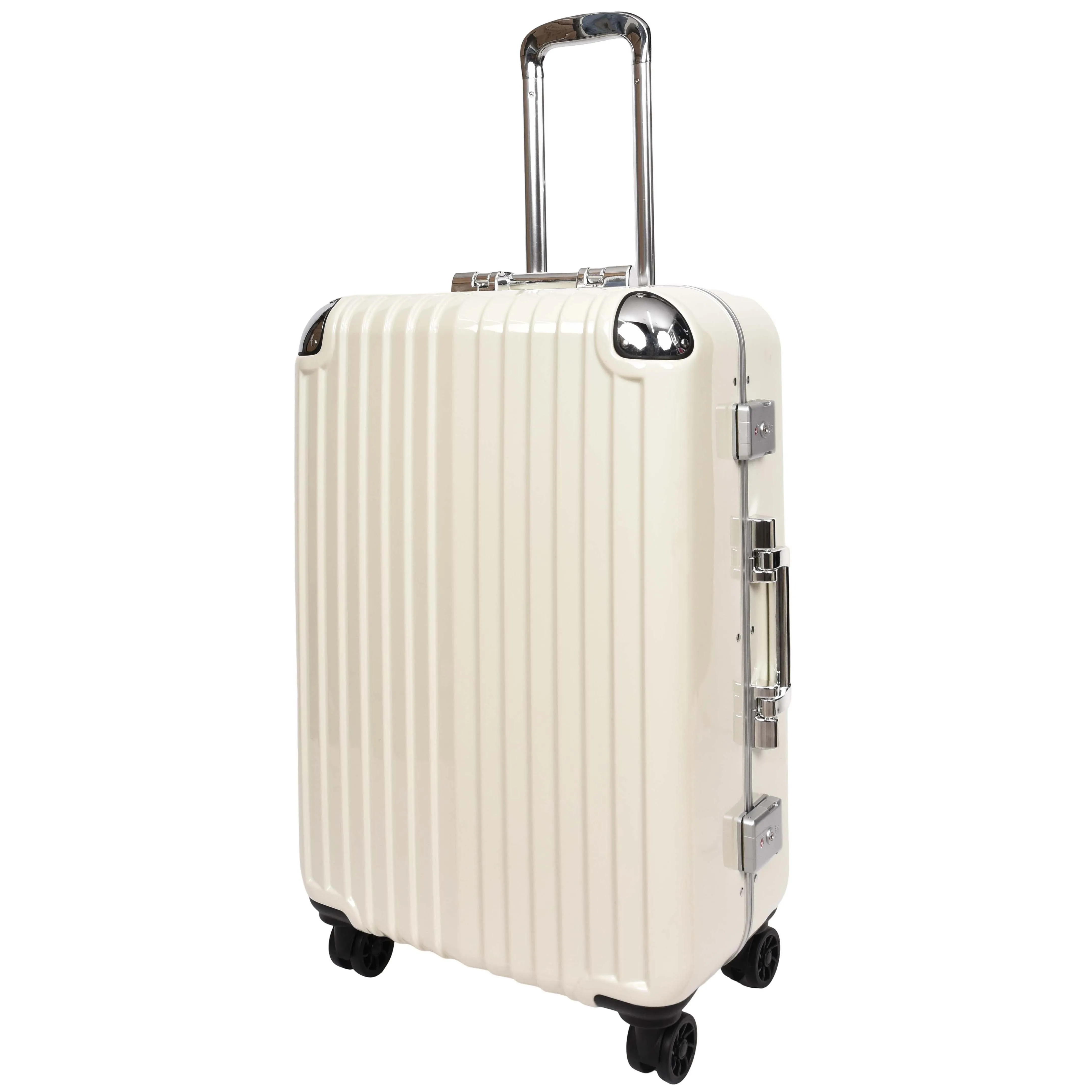 Four Wheel Suitcase Metal Frame Luggage Navigator Off White