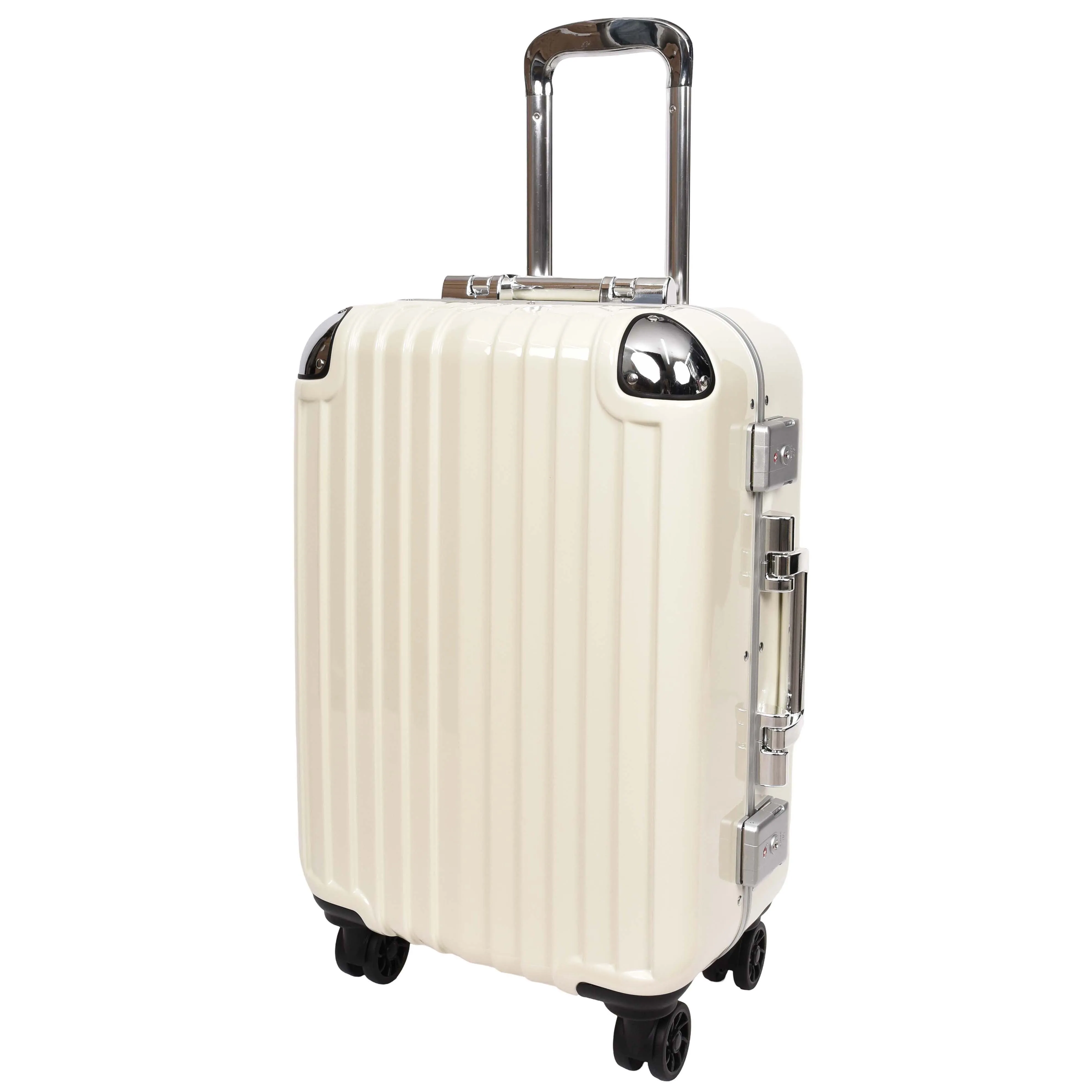 Four Wheel Suitcase Metal Frame Luggage Navigator Off White