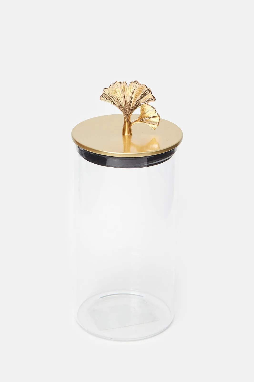 Gold Borosilicate Glass Jar With Metal Lid (Medium)