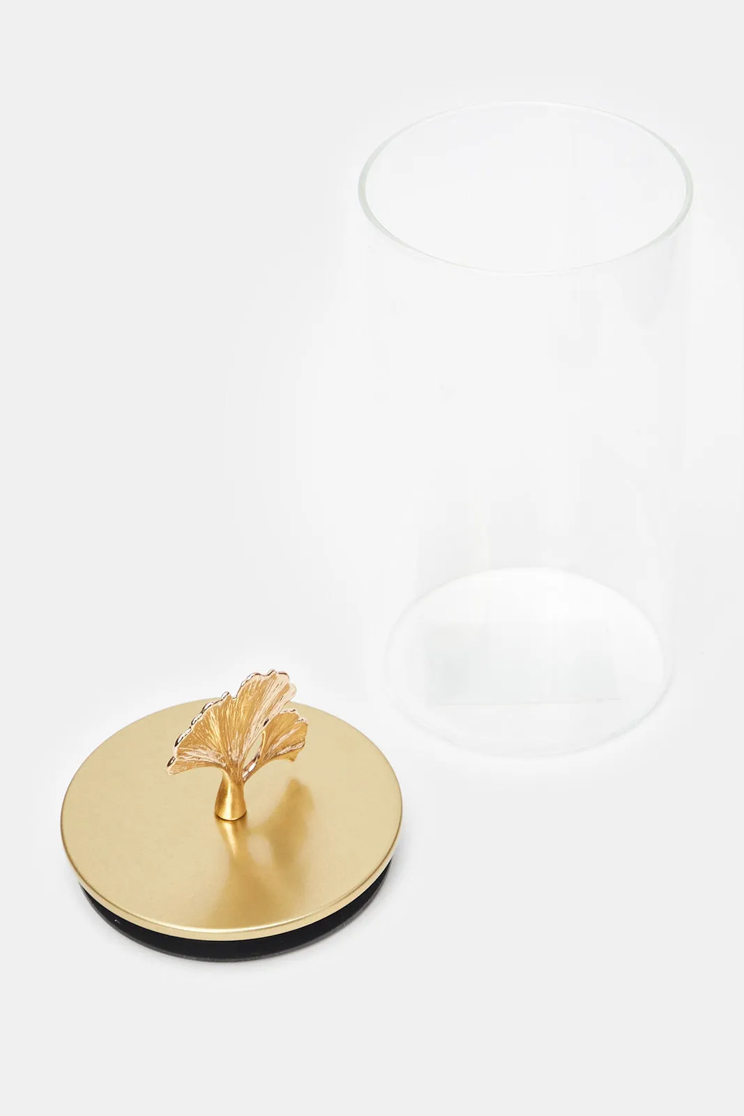 Gold Borosilicate Glass Jar With Metal Lid (Medium)