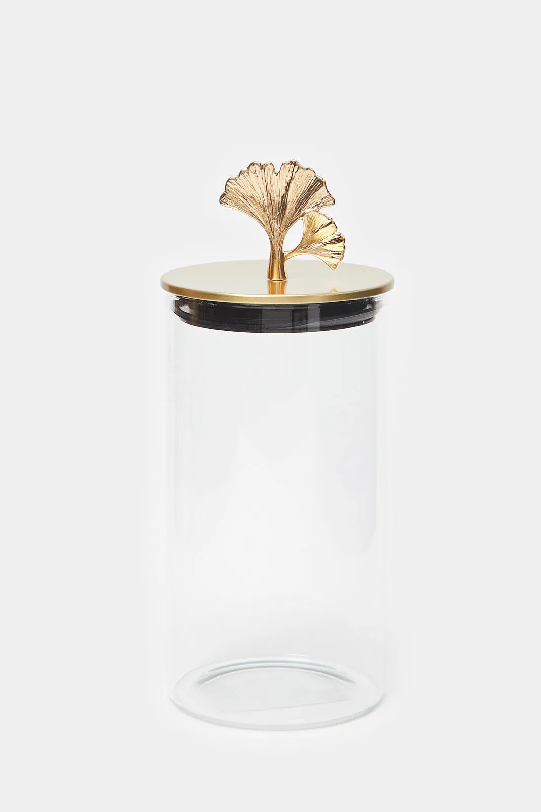 Gold Borosilicate Glass Jar With Metal Lid (Medium)