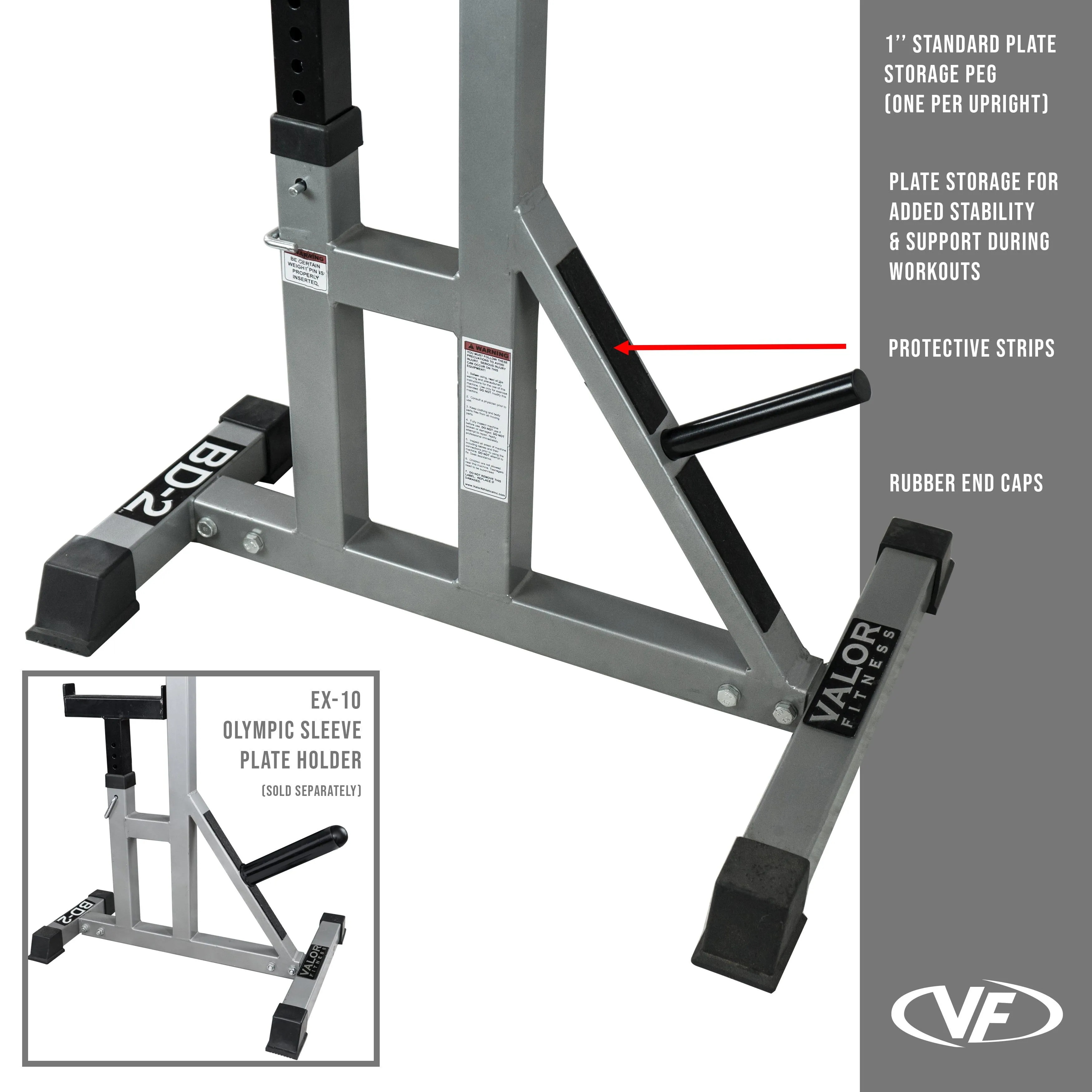 Independent Bench Press Stands w/ Plate Storage