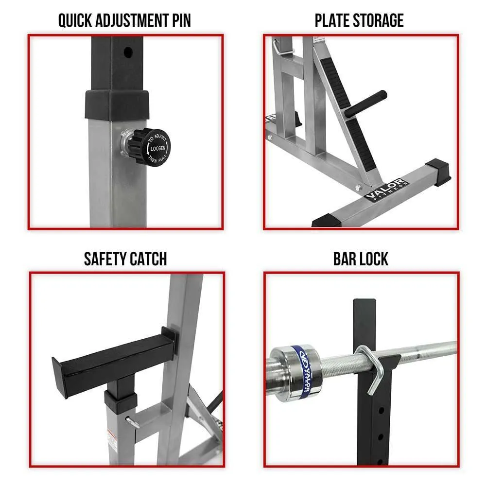 Independent Bench Press Stands w/ Plate Storage