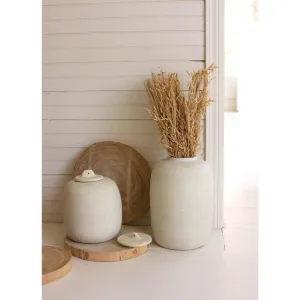 Kalalou - SET OF TWO OFF-WHITE CERAMIC CANISTERS - CPH3525