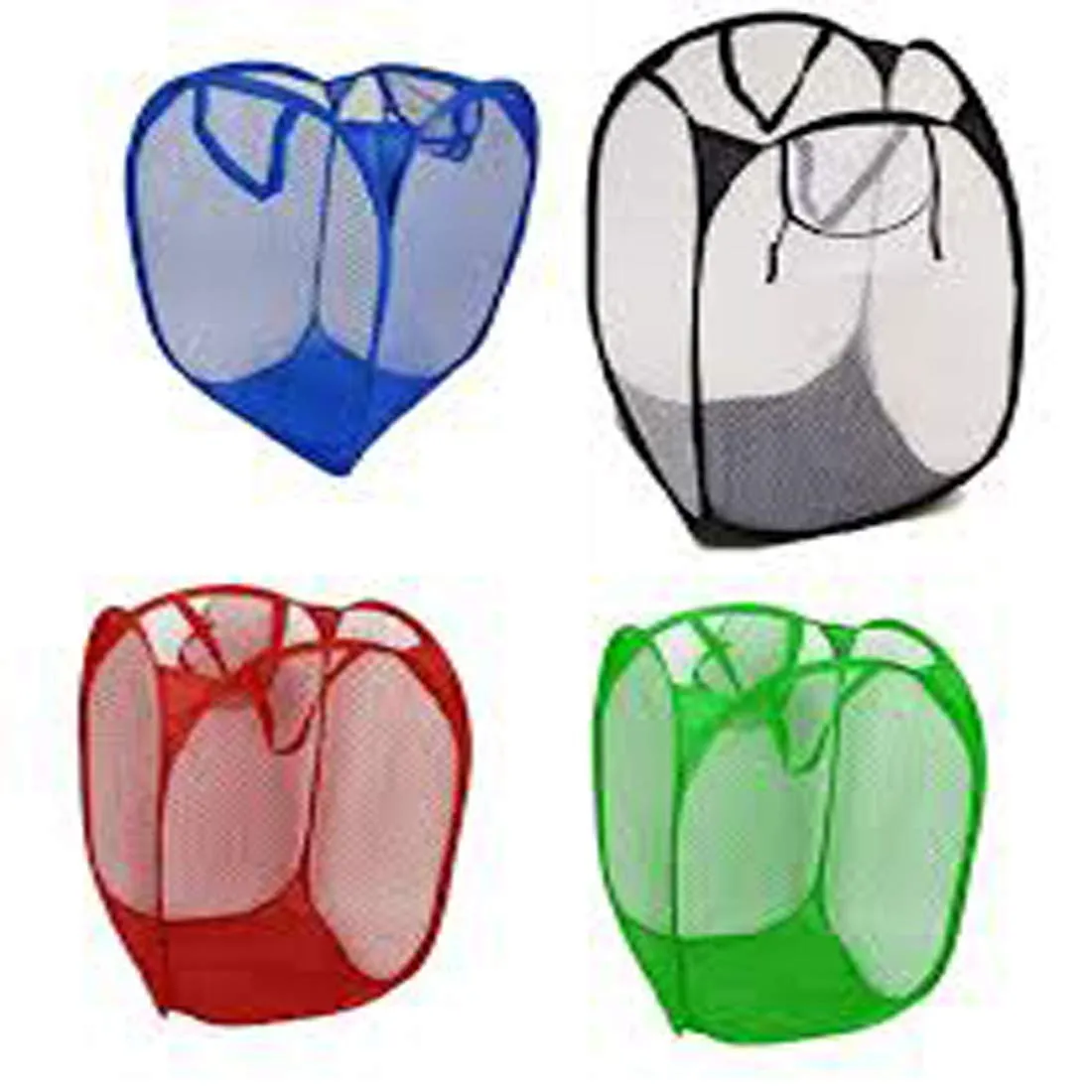 Kuber Industries Pack of 4 Nylon Mesh Laundry Basket, 30 LTR,CTKNEW215