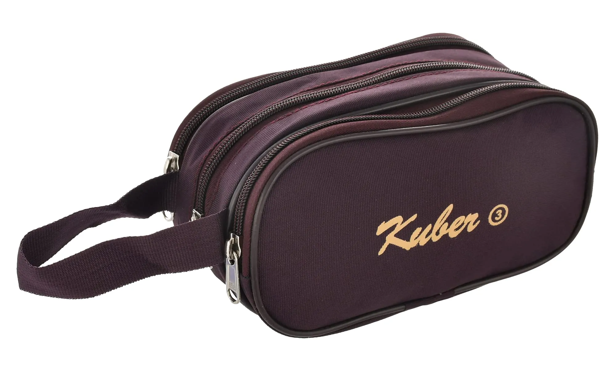 Kuber Industries Shaving Kit for Men|Travel Toiletry Bag|Shaving Dopp Kit|Cosmetic Bag|3 Zipper Comparments (Maroon)