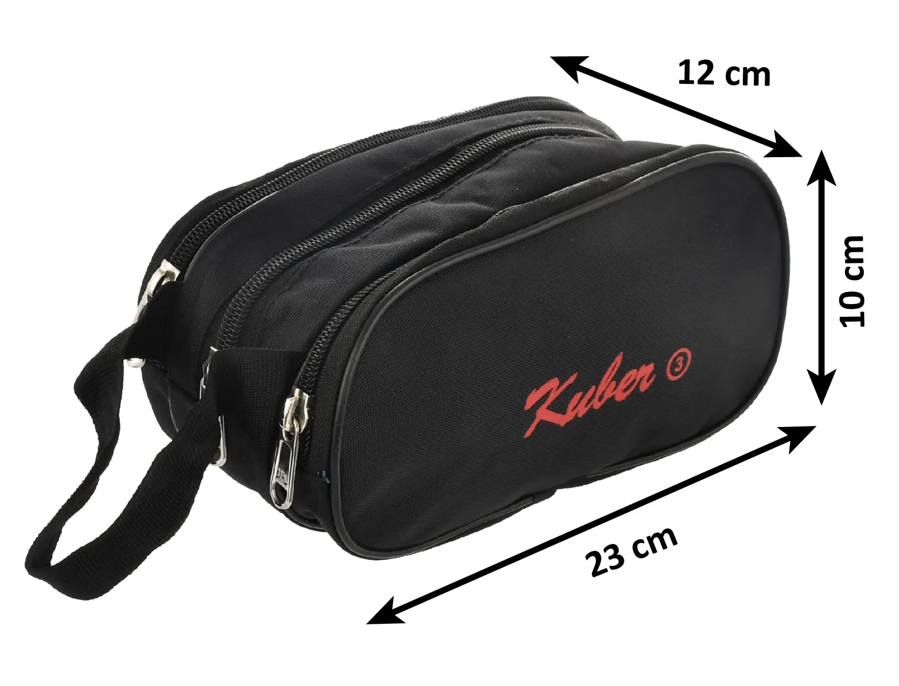 Kuber Industries Toilerty bag, Shaving Kit, Cosmetic Bag for Travel Accessories with 3 Zipper Comparments & Carrying Strip- Pack of 2 (Black)-HS43KUBMART26609