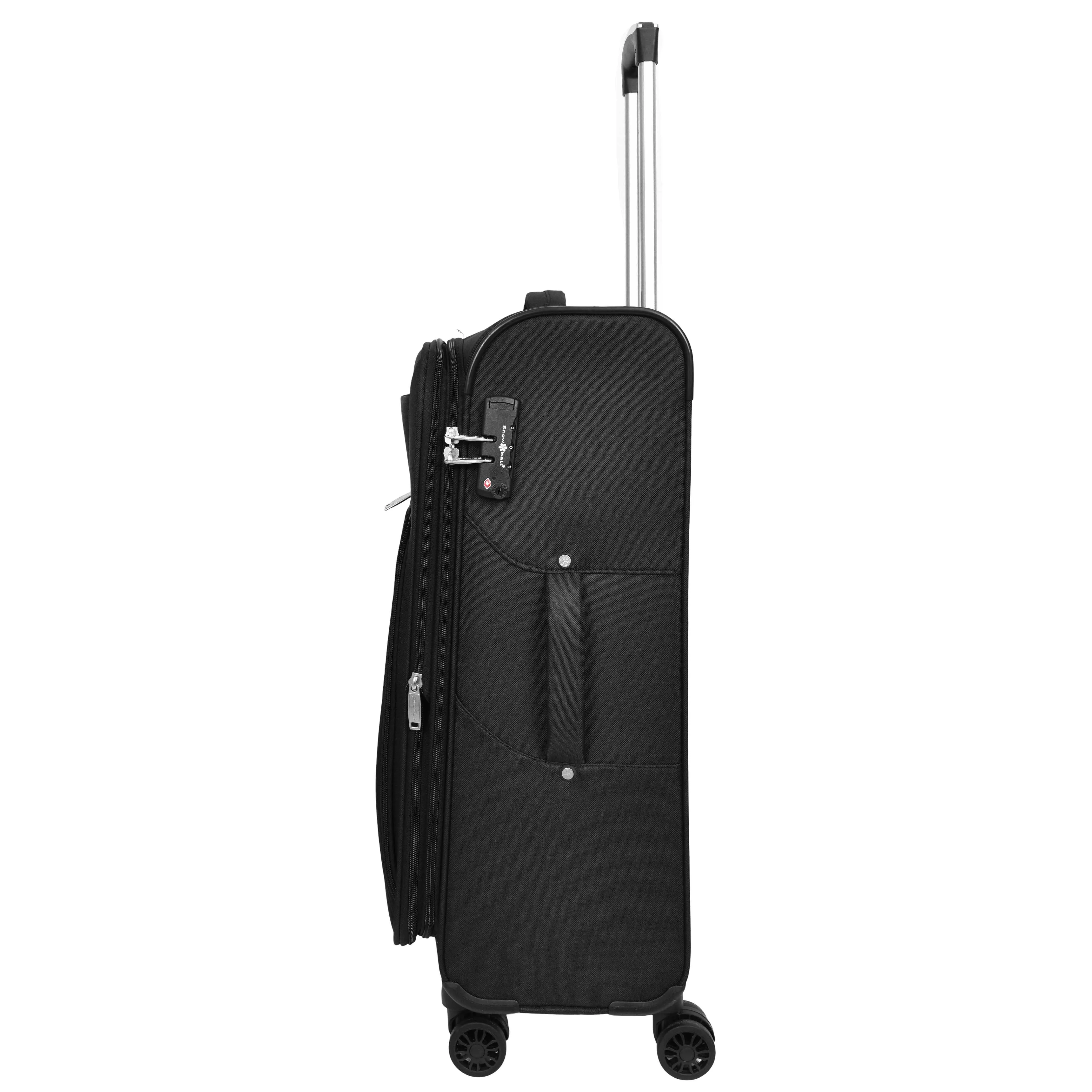 Lightweight Soft Suitcase 8 Wheel Expandable Luggage Pokeno Black