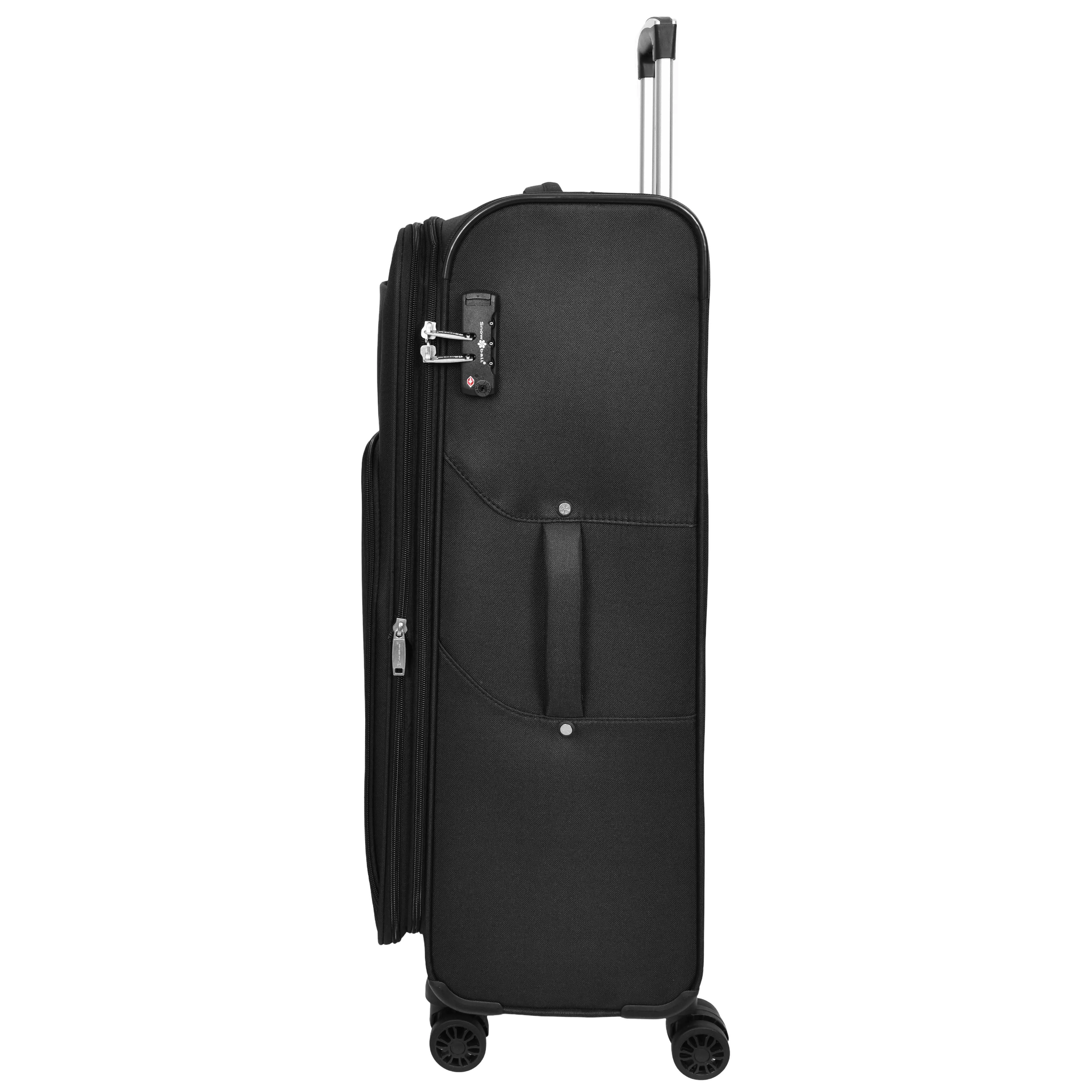 Lightweight Soft Suitcase 8 Wheel Expandable Luggage Pokeno Black