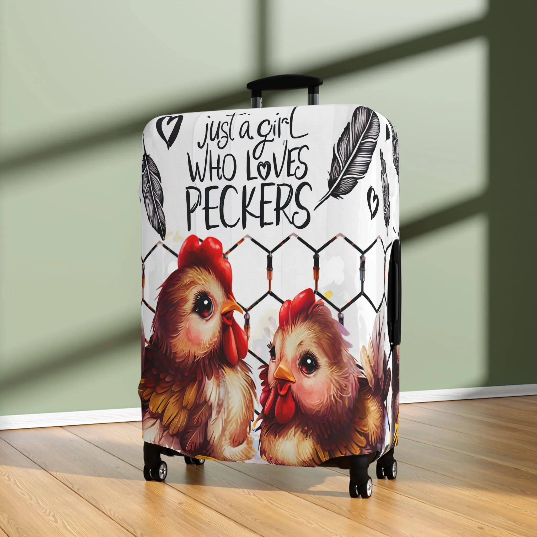 Luggage Cover, Chickens, Just a girl who loves Peckers awd-1474