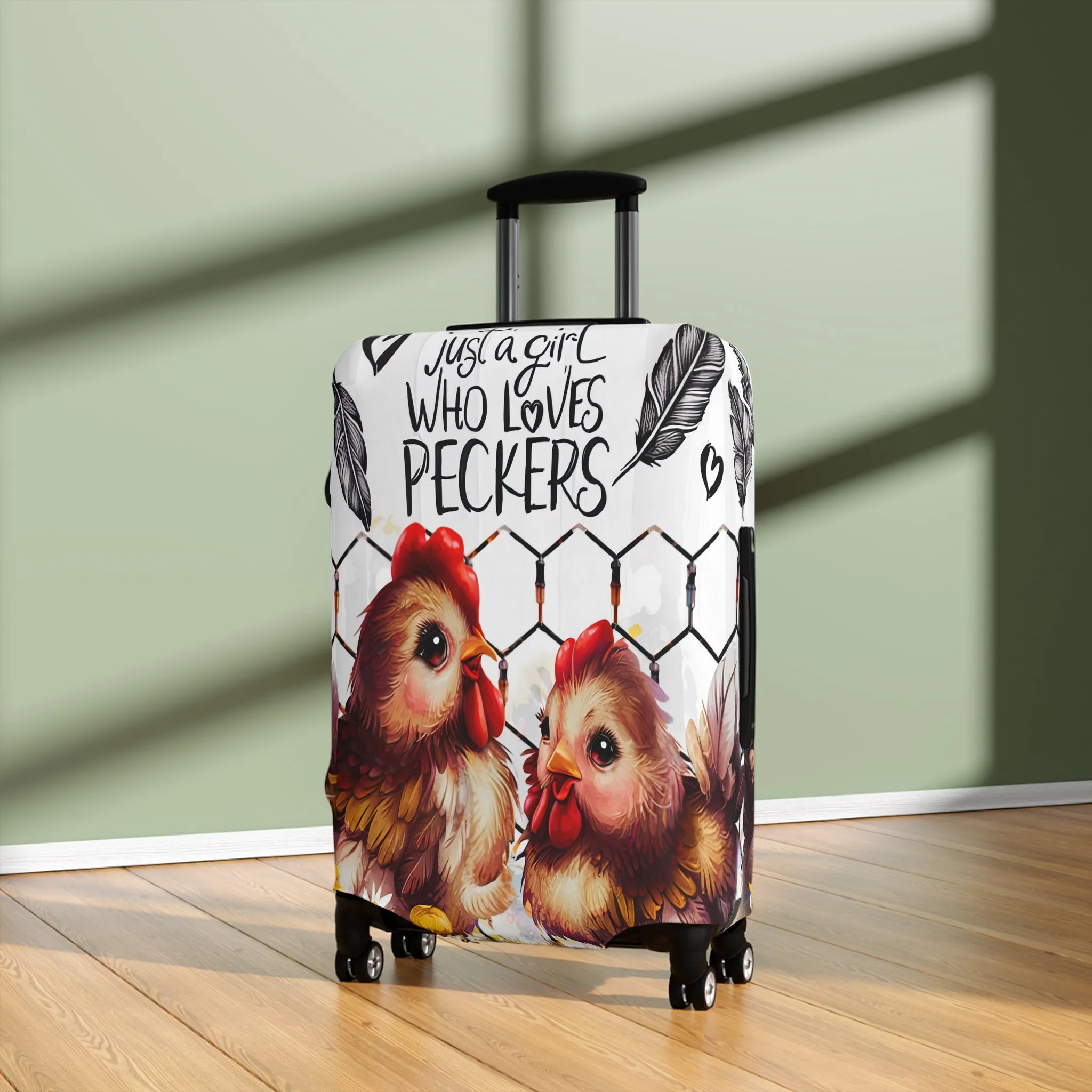 Luggage Cover, Chickens, Just a girl who loves Peckers awd-1474