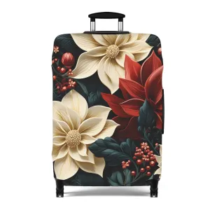 Luggage Cover, Red and Cream Poinsettia