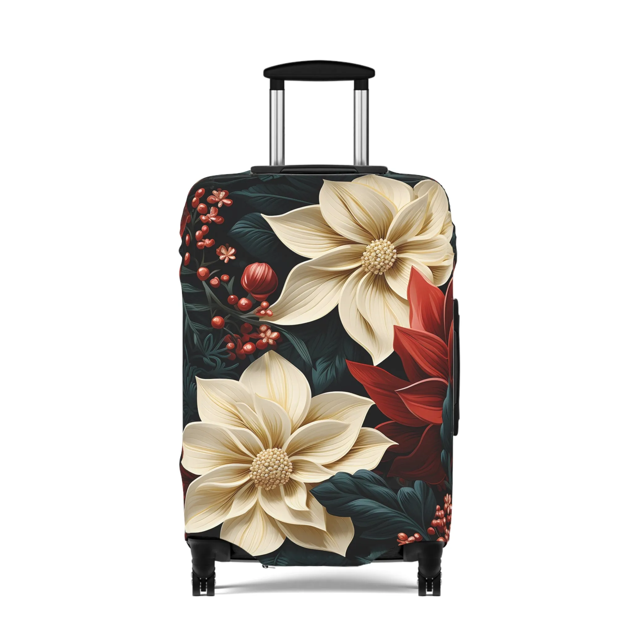 Luggage Cover, Red and Cream Poinsettia