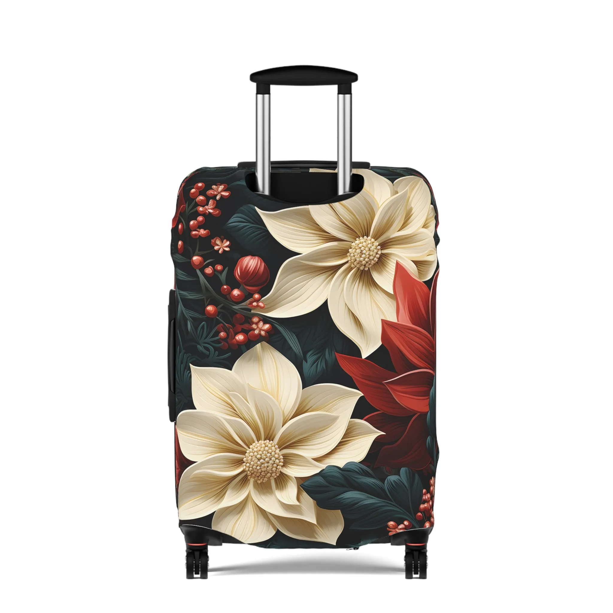 Luggage Cover, Red and Cream Poinsettia