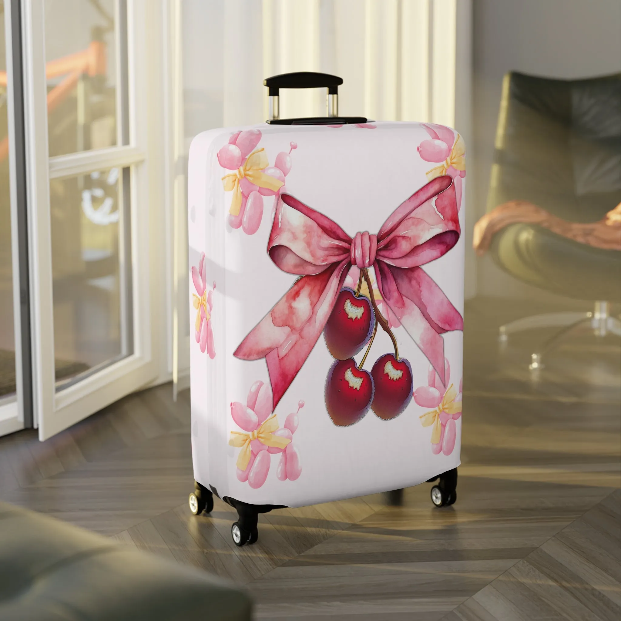 Luggage Cover, Rockabilly, Coquette, Balloon Poodles, Cherries and Ribbon, awd-2521