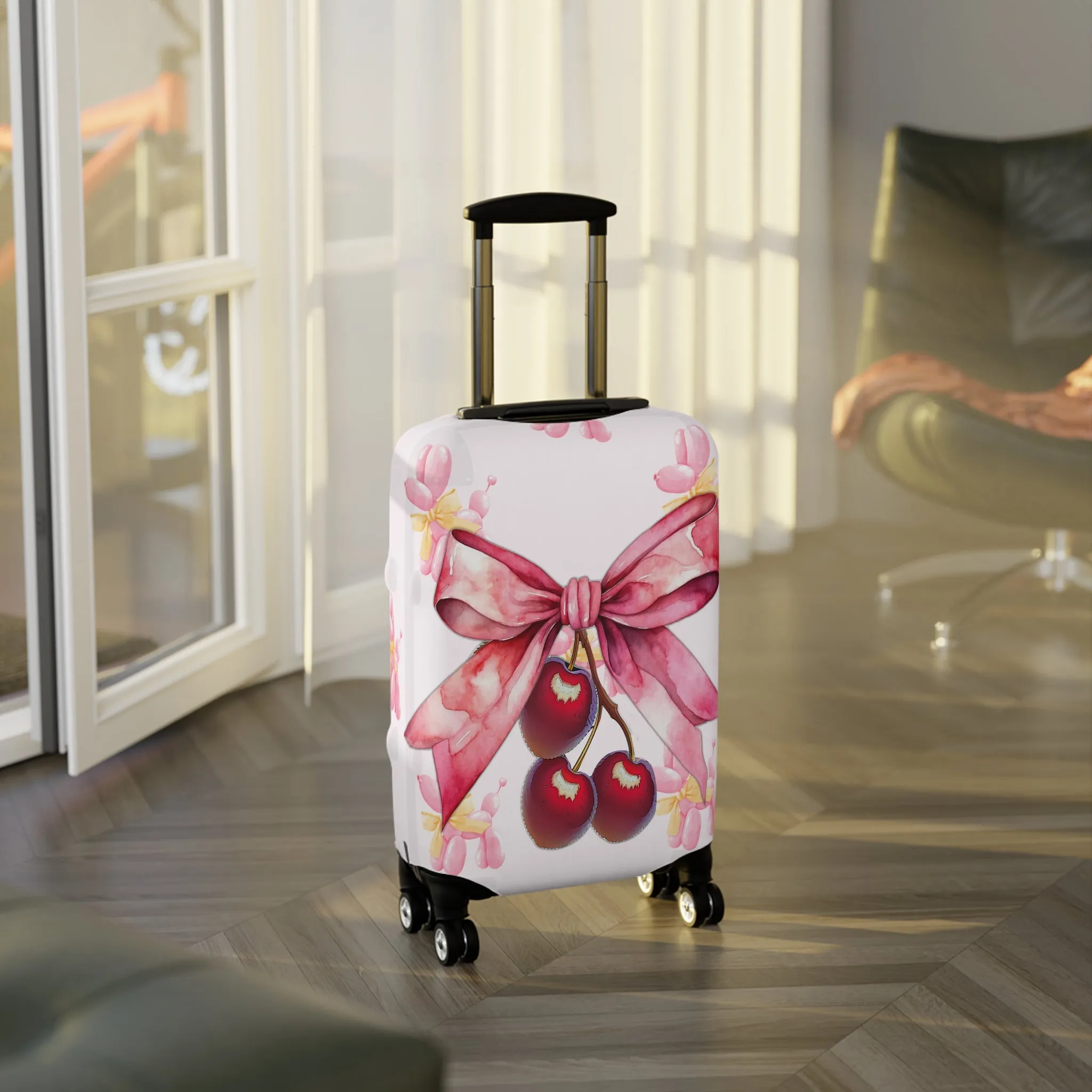 Luggage Cover, Rockabilly, Coquette, Balloon Poodles, Cherries and Ribbon, awd-2521