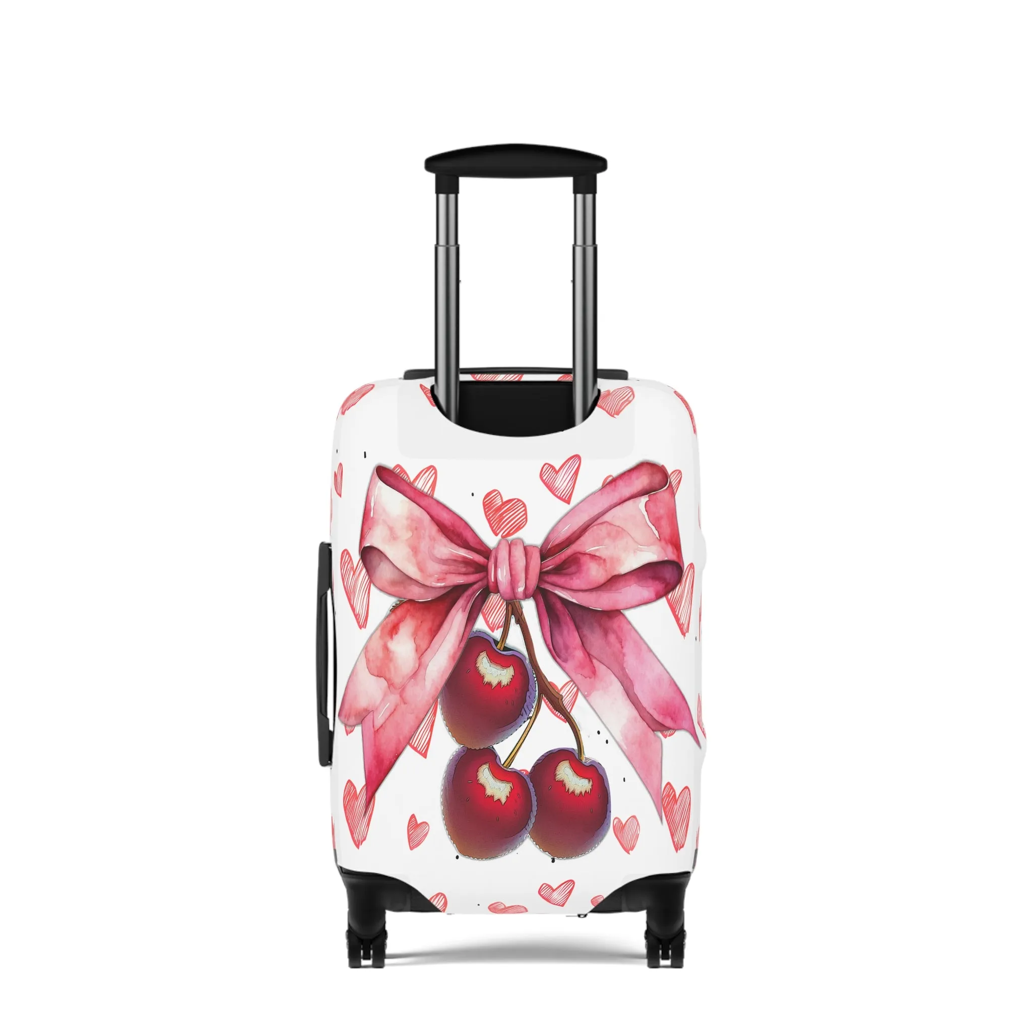 Luggage Cover, Rockabilly, Coquette, Pink Hearts Cherries and Ribbon, awd-2501