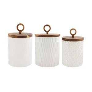 Mud Pie Textured Stoneware Canister Set | 3 Set