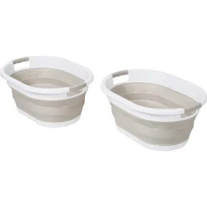 New - Honey-Can-Do Set of 2 Collapsible Hampers Warm Gray/White