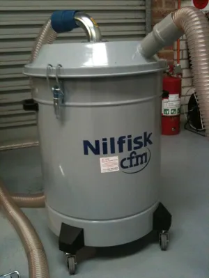 NilfiskCFM 100 Litre Painted Separator Complete With Lid and Clips On Wheels