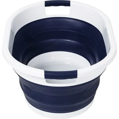 Open Box - Honey-Can-Do Set of 2 Collapsible Hampers Navy Blue/White