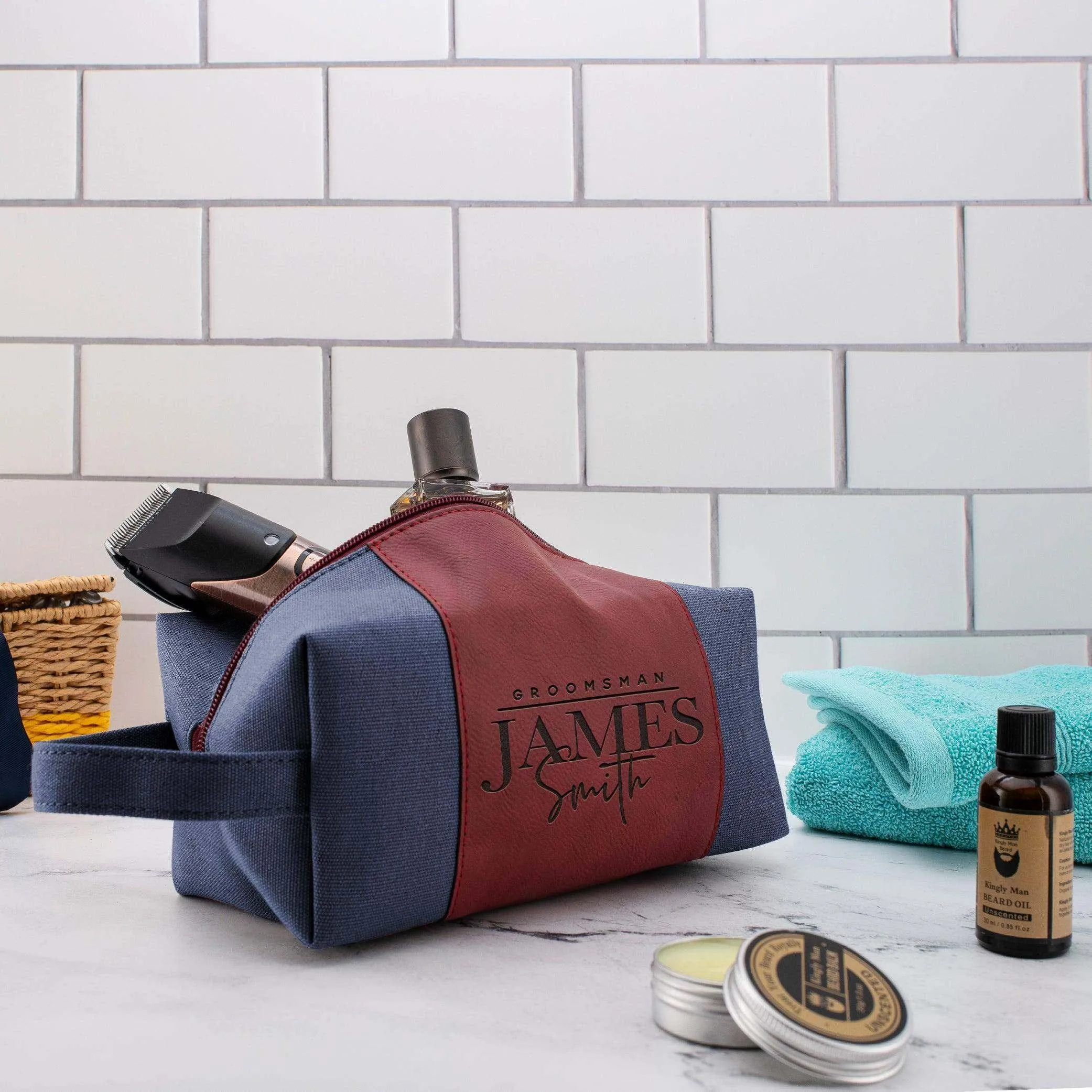 Personalized Groomsmen Toiletry Bag - Leather Toiletry Bag, Gift for Him