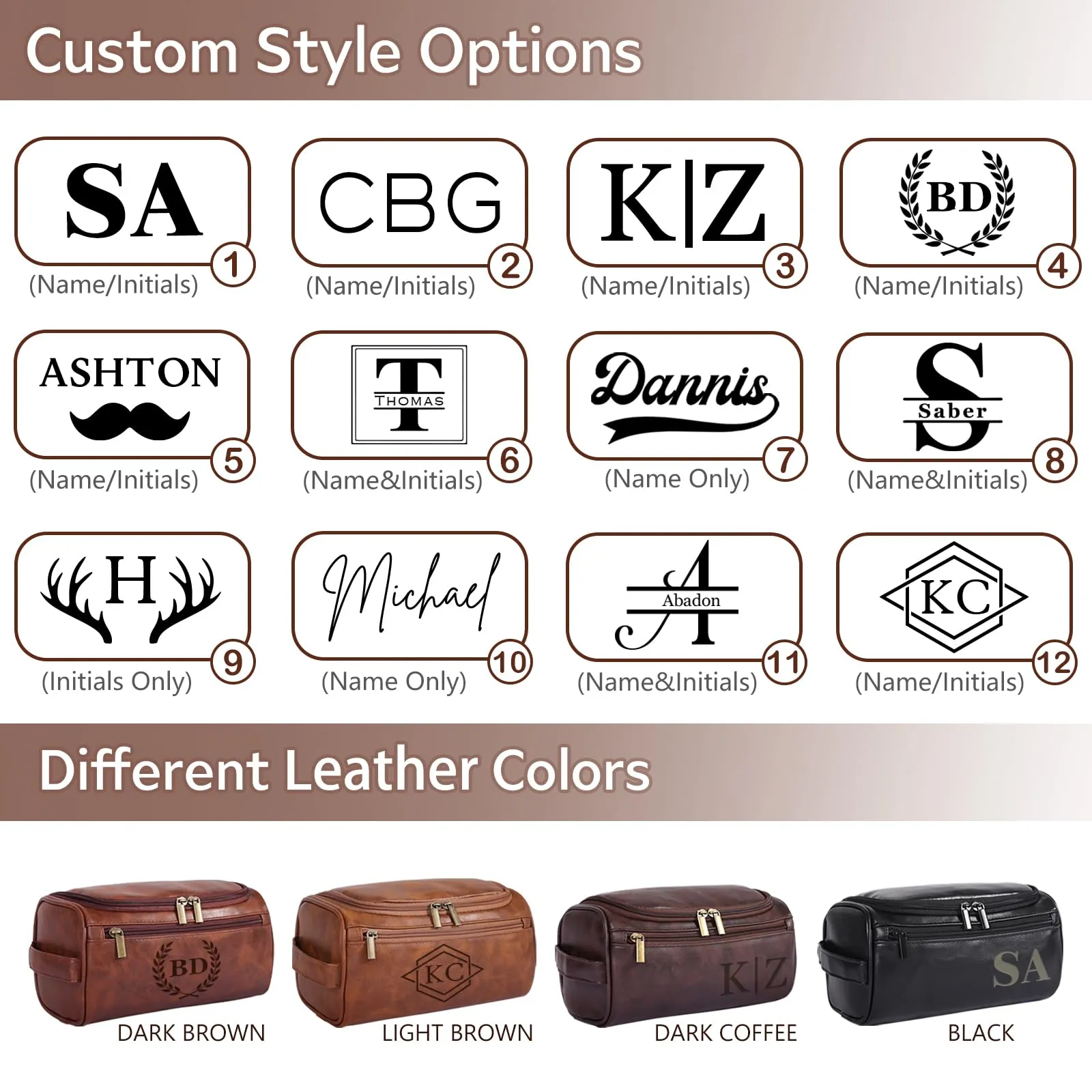 Personalized Toiletry Bag for Men, Custom Engraved Travel Dopp Kit Bag, Customized Name Initials Gift for Groomsmen, Best Man, Father's Day, Wedding, Birthday, Husband, Grandpa