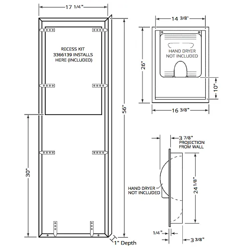 Sloan® XLERATOR®3366135 XChanger COMBO KIT (Standard Height) - Includes Sloan® Recess Kit 3366139 and Standard Height XChanger