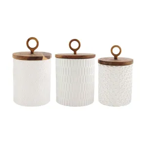 Textured Stoneware Canister Set | Mud Pie