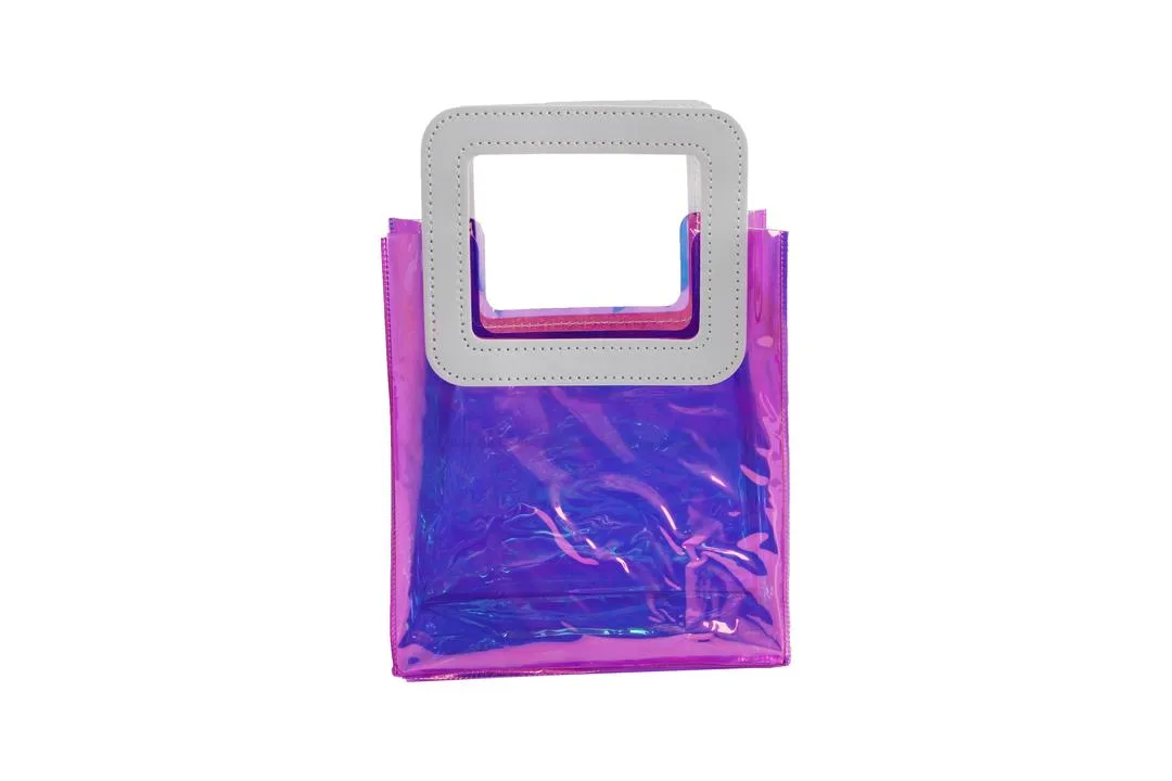 Transparent Clear Nylon Gift Bag High Quality PVC Handled Gift and Shopping Bag (Pink, 18x20x10 cm)