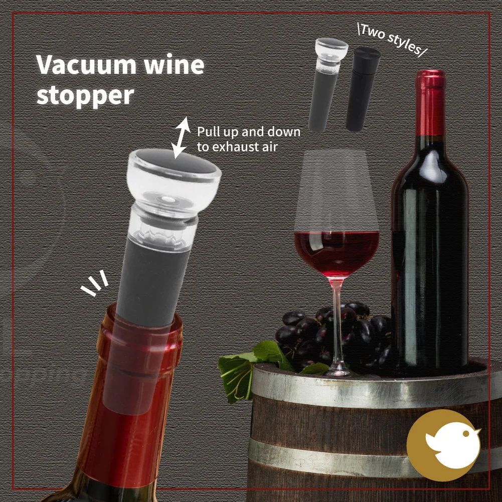 Vacuum wine stopper, vacuum bottle sealer, stopper, black, transparent, wine bottle seal, exhaust, air isolation, simple texture, easy to operate, freshness preservation