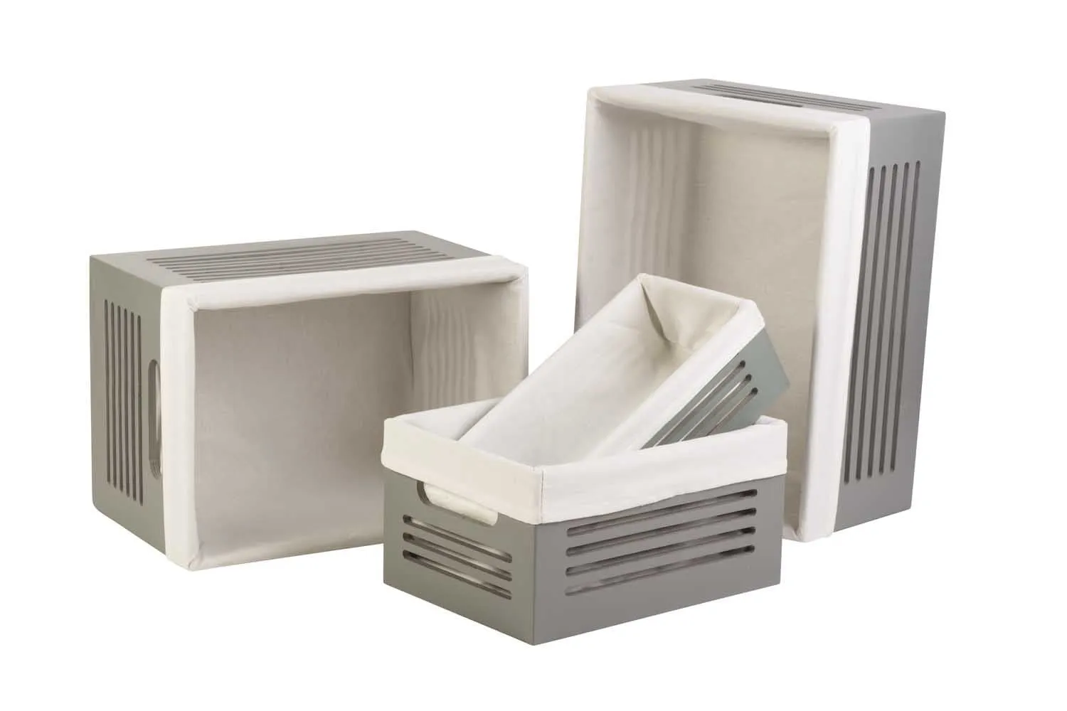 Wooden Gray Storage Bins - Small