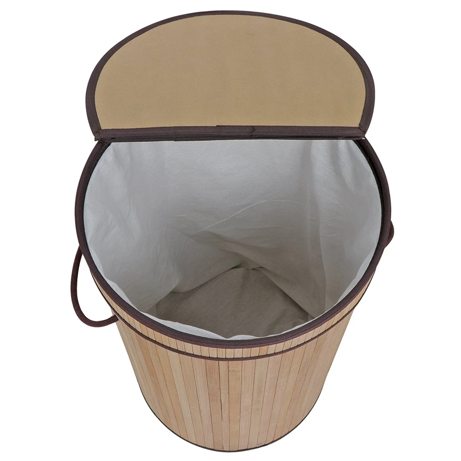 ZENY™ Laundry Hamper with Lid and Cloth Liner, Bamboo, Easily Transport Laundry Basket Collapsible Hamper